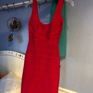 Authentic Herve Leger Red Bandage Cocktail Dress
